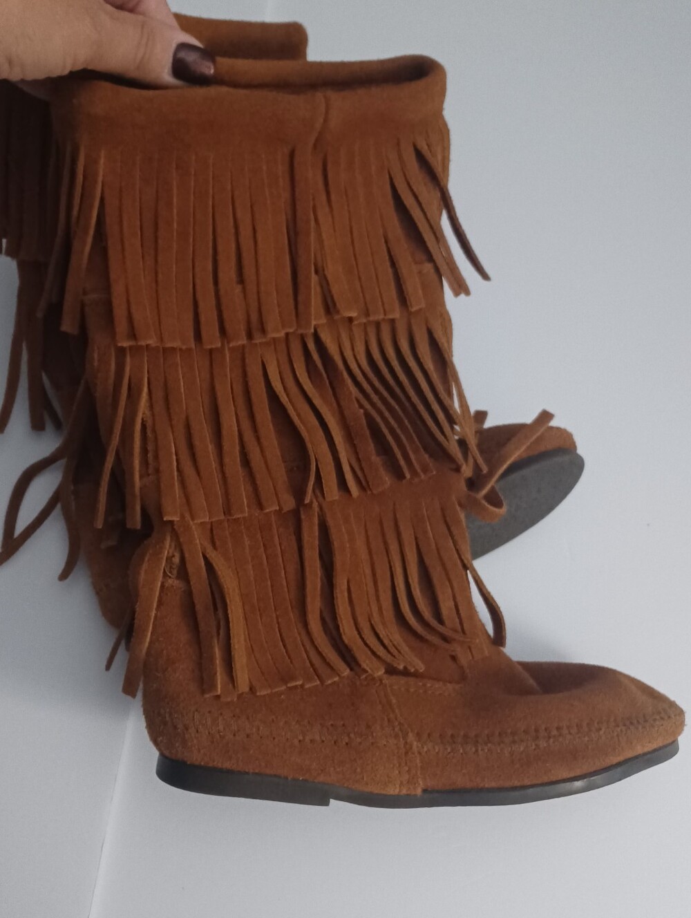 Minnetonka 3 Layer Fringe Boots Sz 7